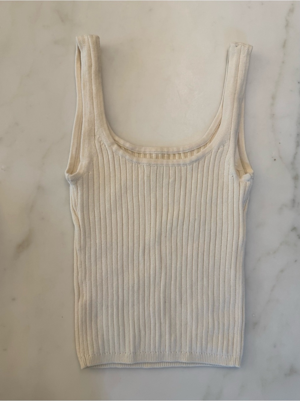 Wilfred / Aritzia Ribbed Scoop Tank Top - Cream Size 2XS